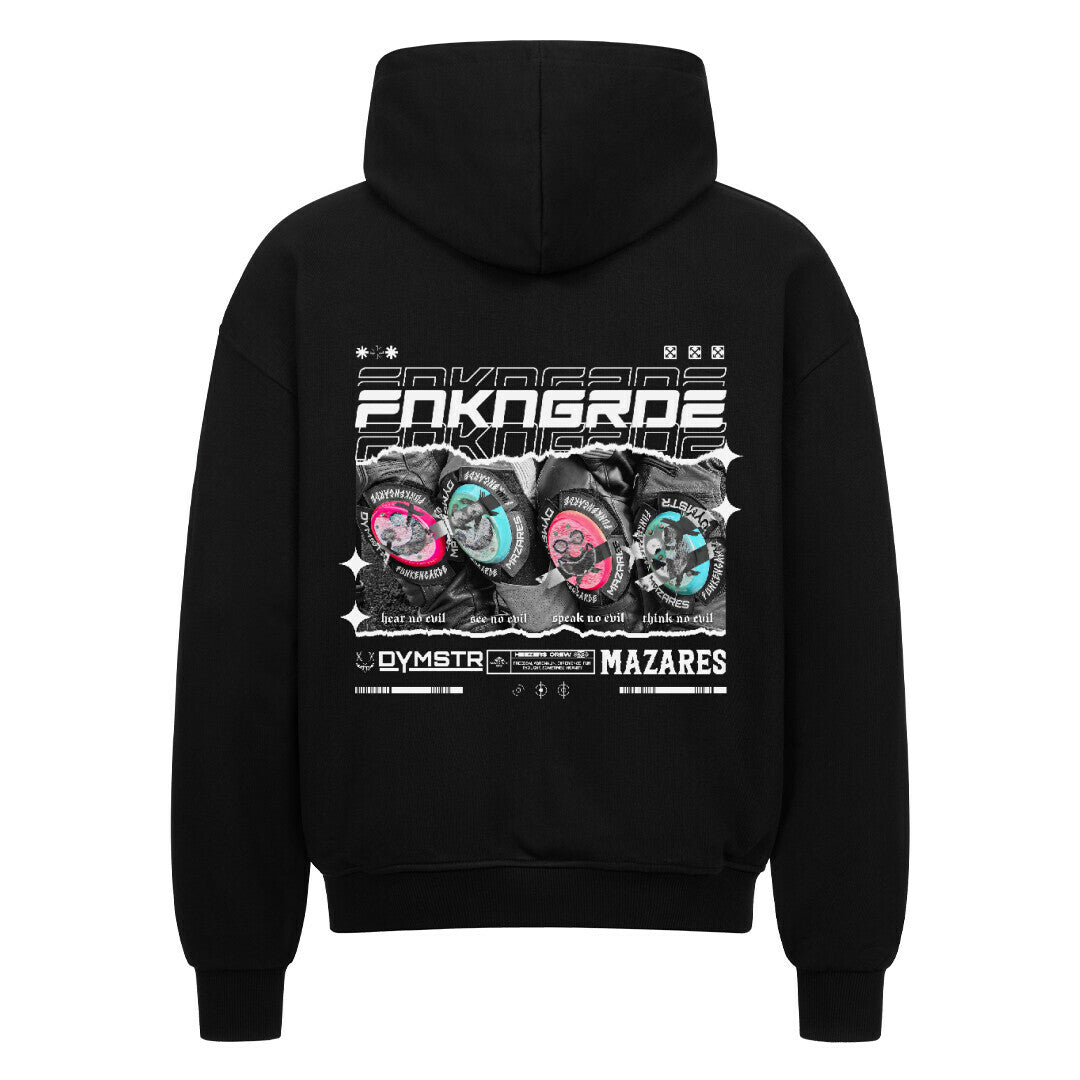 Mazares Racing Funkengarde Zipper in Kooperation mit Dymostar – schwarzer Premium Zipper aus 100 % Baumwolle mit 430 g Stoffdichte und Street-Racing Design. schwarz
