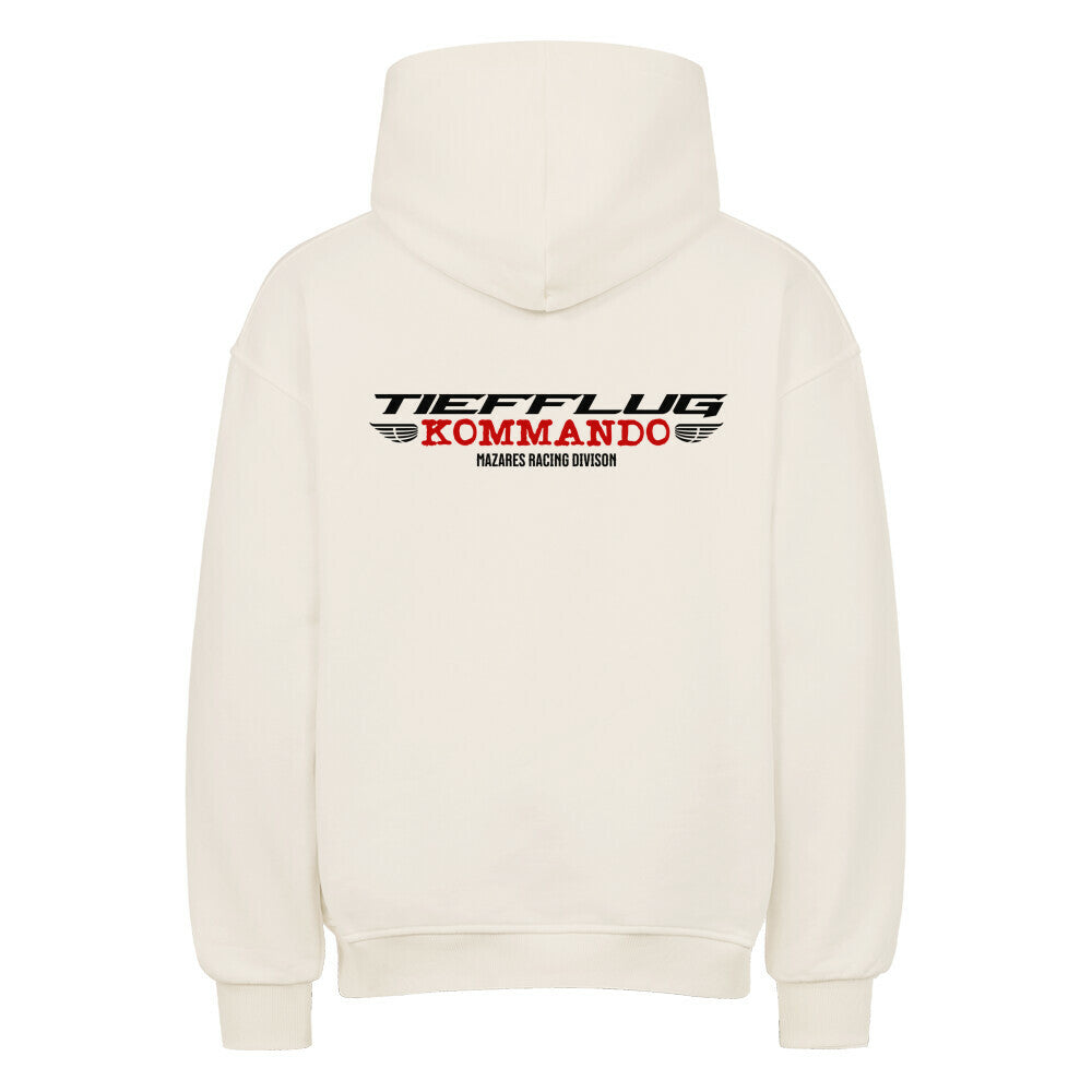 Tiefflug Kommando Oversized Hoodie in Natural Raw mit großem Rückenprint für Motorradfahrer und gemeinsame Rideouts in Crew-Mentalität.