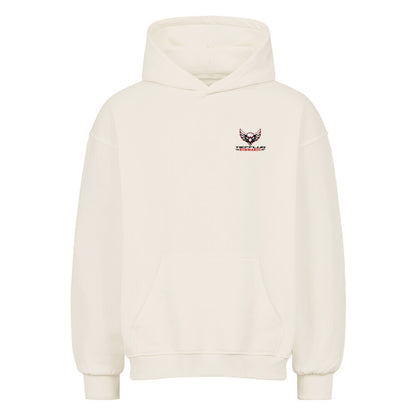 Natural Raw Oversized Hoodie von Mazares Racing mit minimalistischem Frontprint und hochwertiger Biker Streetwear Optik.
