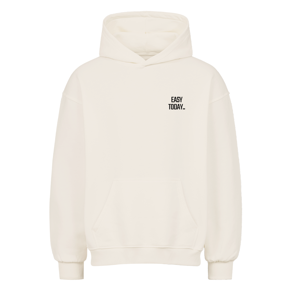 Mazares Racing Oversized Hoodie in Natural Raw mit Take It Easy Today Design für Motorradfahrer.