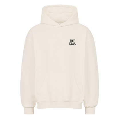 Mazares Racing Oversized Hoodie in Natural Raw mit Take It Easy Today Design für Motorradfahrer.