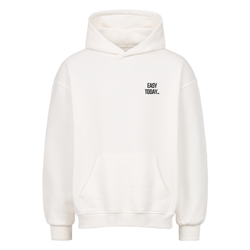 Weißer Mazares Racing Oversized Biker Hoodie mit markantem Take It Easy Today Motiv - Biker Kultur. 