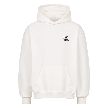 Weißer Mazares Racing Oversized Biker Hoodie mit markantem Take It Easy Today Motiv - Biker Kultur. 
