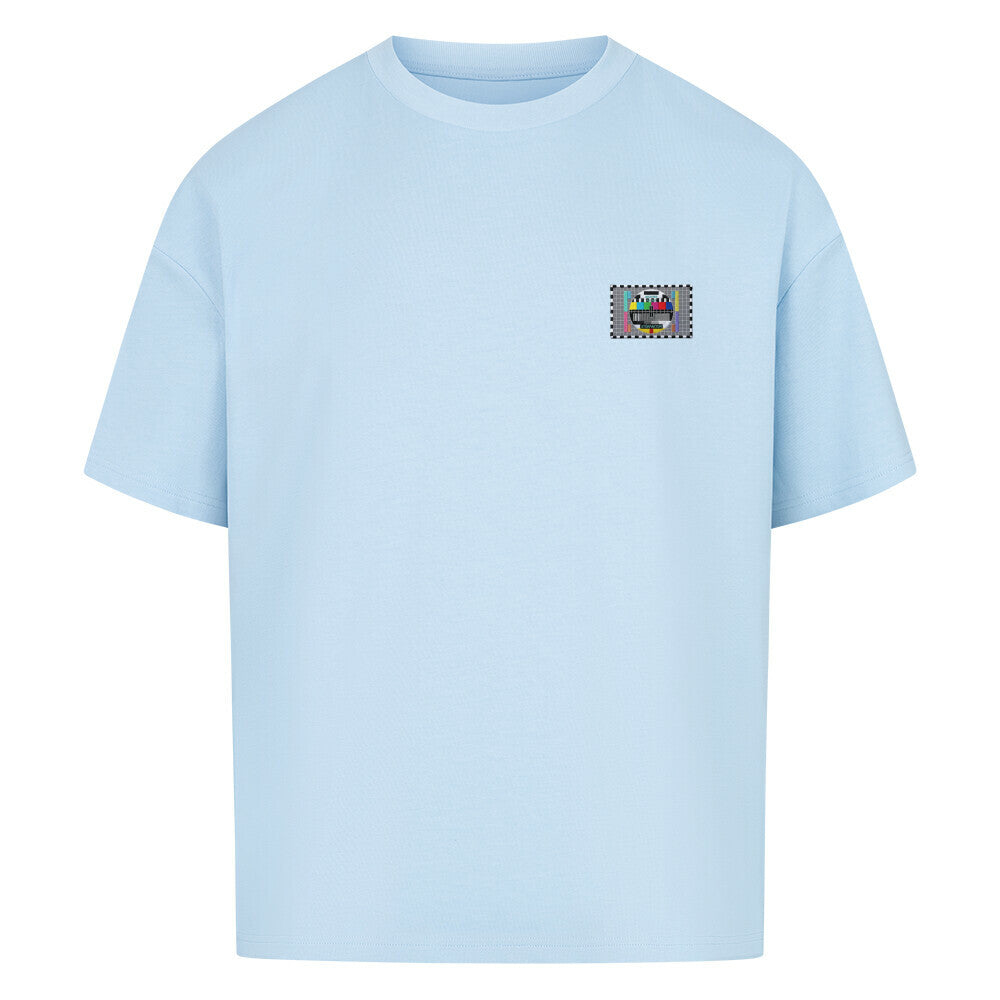 STÖRFAKTOR Oversized Motorrad T-Shirt in Babyblau mit kleinem Brustlogo. Lässiges Motorradshirt mit Oversized Fit und Dropped Shoulders von Mazares Racing.