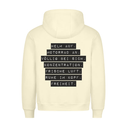Mazares Racing Ruhe im Kopf Helm auf Classic Motorrad Hoodie2